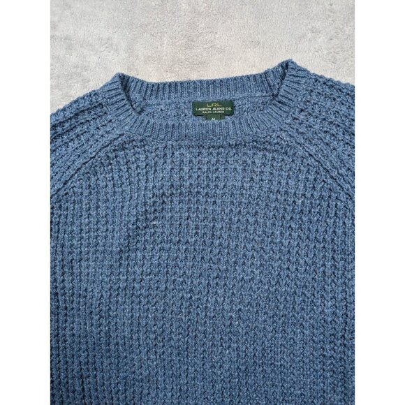 Lauren Ralph Lauren Sweater Womens Size Medium Blue Poncho Waffle Knit Pullover - Picture 3 of 12